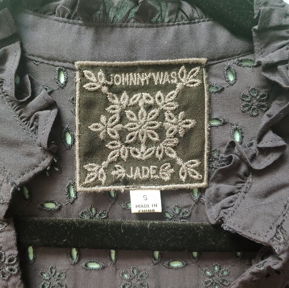 Johnny Was Eyelet Embroidered Ruffles Peasant L/S Button-Down - Picture 4 of 9